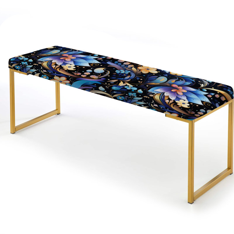 Banc rembourré or, Mystical Allure Flower Serenity - Polka Dot