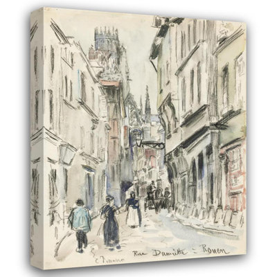 "Rue Damiette, Rouen" by  Camille Pissarro - Gallery Wrap Canvas Wall Art