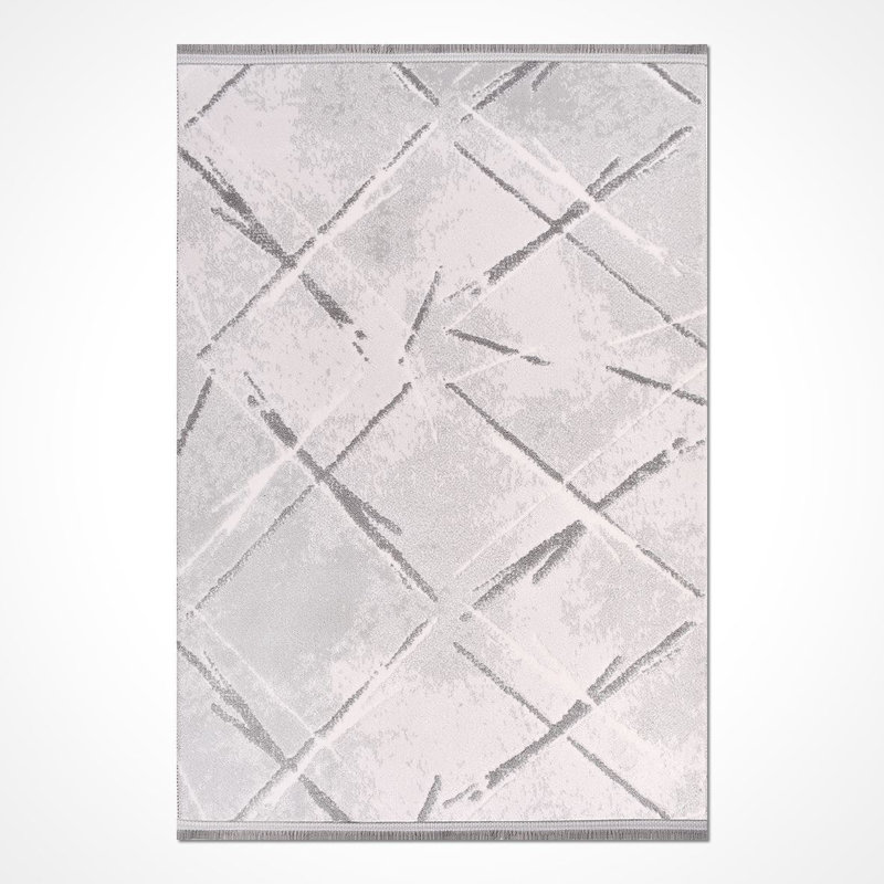 Tapis moderne / abstrait beige lavable à la machine antidérapant, Rectangle 2 pi 8 po x 5 pi
