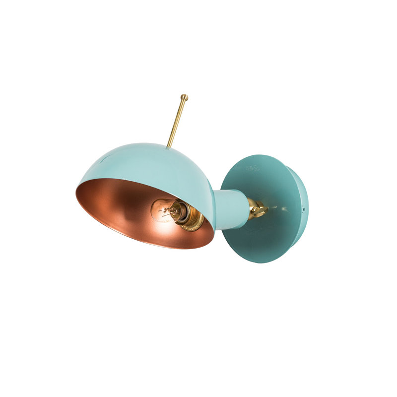 Modern Wall Lamp with Metal Body, Turquoise & Copper Finish, 5.9 x 9.1 x 7.9 inches | E27 Socket (Max 40W) | Stylish IP20 Rated Fixture for Home Decor | Perfect for Living Room, Bedroom, & Office Spaces