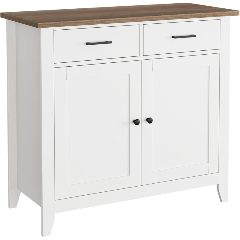 Armoire de rangement moderne avec 2 tiroirs, Ivoire blanc