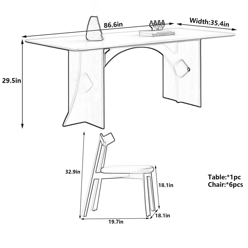 Table de salle à manger Retro, H 29,5 po x L 86,6 po x l 35,4 po