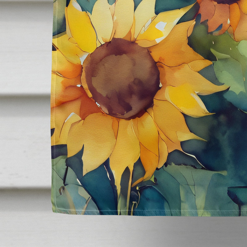 Tournesols dans le drapeau de la maison à l'aquarelle