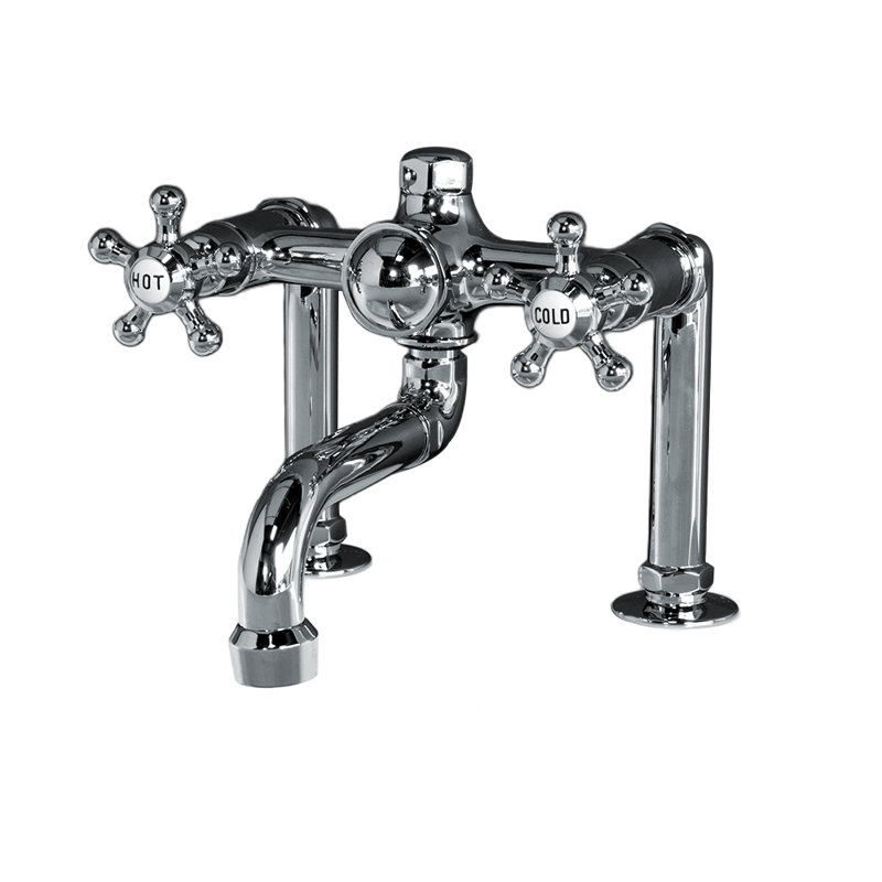 Deck Mount Tub Faucet with 5-Spoke Handles by Strom Living, Chrome