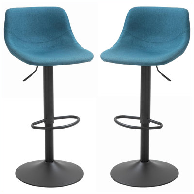 HOMCOM Adjustable Swivel Bar Height Dining Chairs, Set of 2, Padded Back Bar Stools for Kitchen Counter Home Bar, Sky Blue for Adults