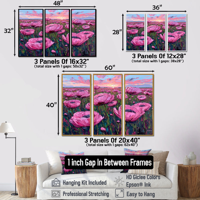 Ensemble d'art mural Northbridge - Tulipes, Encadrement argenté, H 28 po x l 36 po x P 1 po