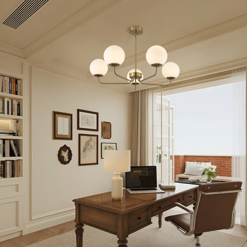 5-Light Dimmable Sputnik Modern Linear Chandelier, Brushed Gold