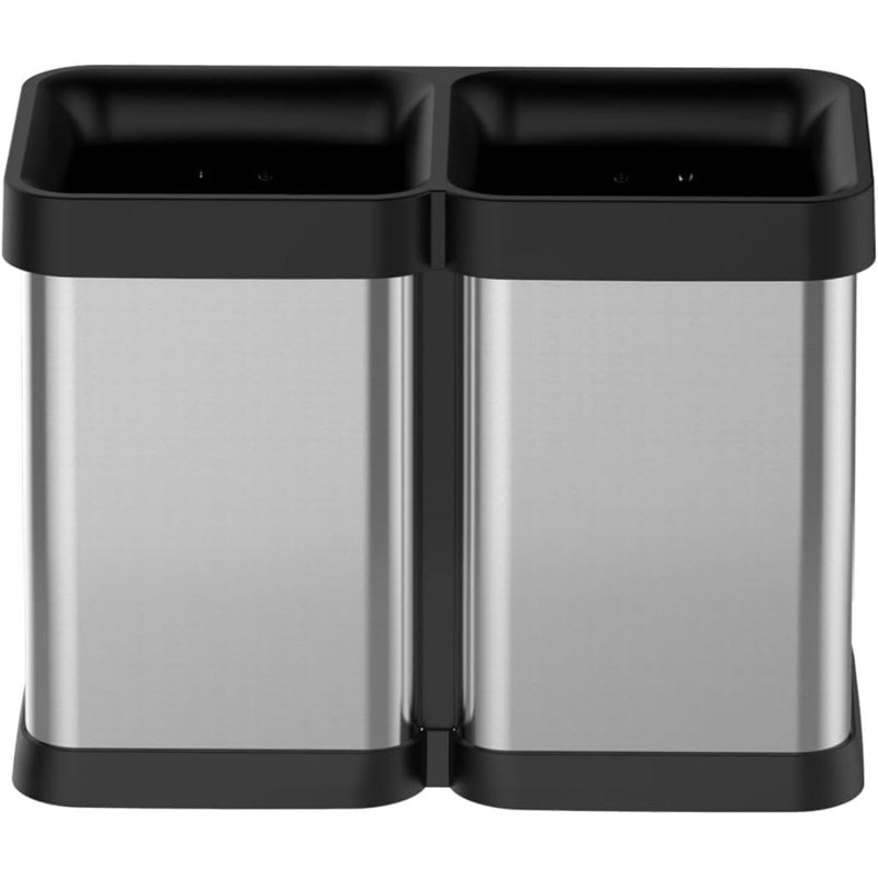 Poubelle ouverte 2 x 5,3 gallons (2 x 20 L), bac de recyclage à deux compartiments sans couvercle, poubelle en acier inoxydable résistante aux empreintes digitales pour le bureau, le restaurant et la salle à manger