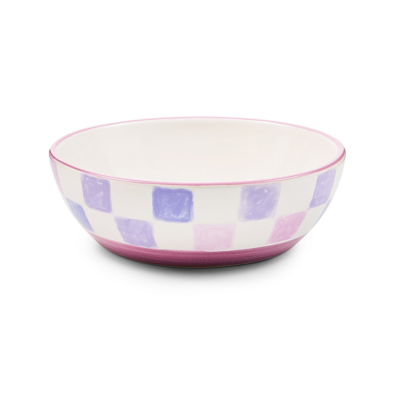Check Bowl, White/Purple/Pink