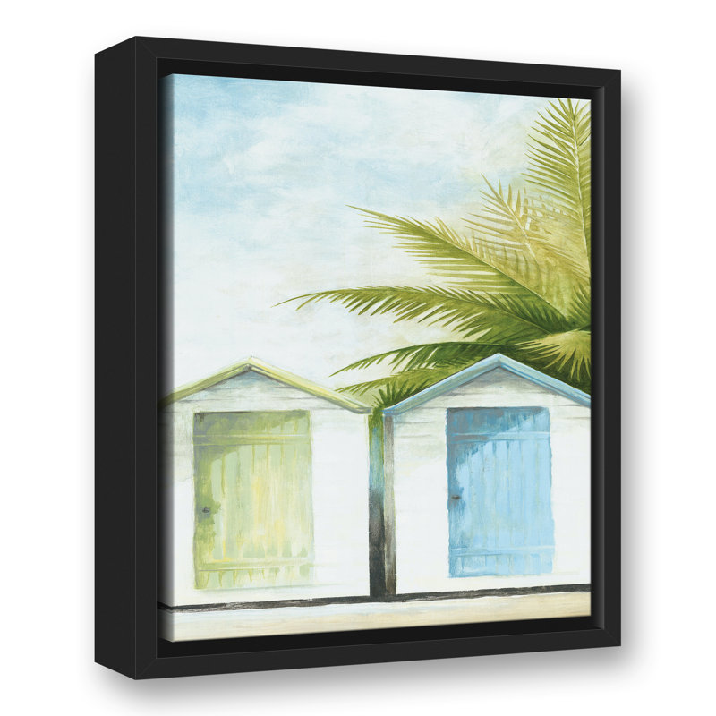 Toile flottante encadrée "Beach Huts", H 15,75 po x l 12,75 po x P 1,75 po, Cadre flottant
