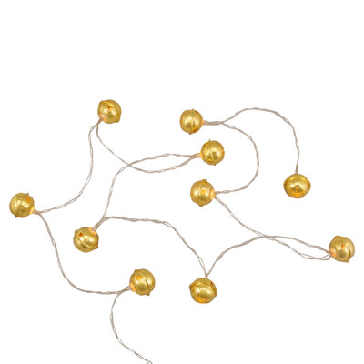 Cloches de Noël dorées 10 lumières à DEL 10 fils en cuivre 5,5 pi
