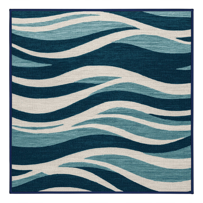  Tapis bord de mer lavable Contemporary Wave Plus, Carré 4 pi
