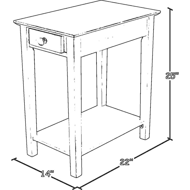 Table de bout en bois massif avec tablette inférieure, finition bleu océan antique frottée pour le salon, la chambre à coucher ou le vestibule