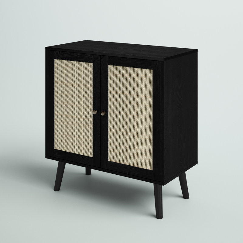 Spiers Solid Wood 2-Door Accent Cabinet, Black