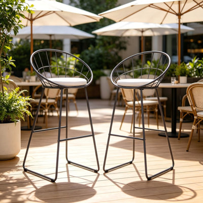 Modern Nordic Counter Height Bar Stools Set of 2 with Curved Back