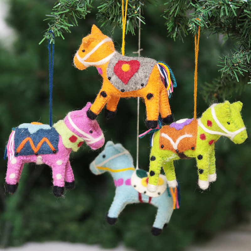 4.5'' Handmade Wool Animals Hanging Figurine Ornament