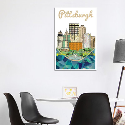 «Pittsburgh Vertical Skyline» par Paper Cutz, impression sur toile tendue