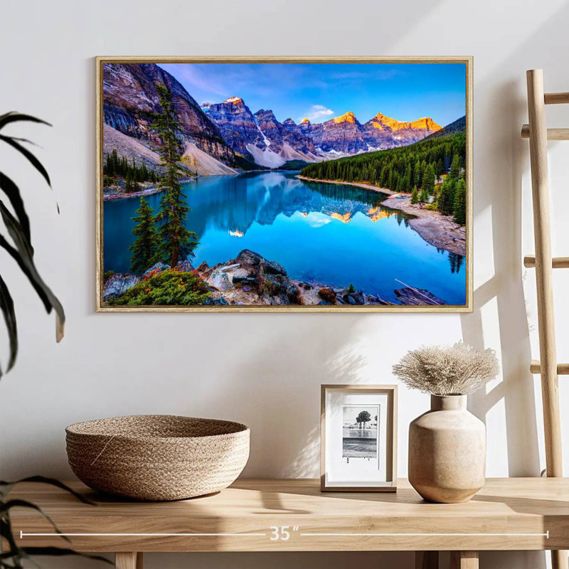 Incroyable lac Moraine, Cadre flottant en bois naturel, 25 po x 17 po