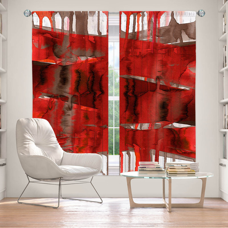 Jemine Room Darkening Curtain Pair, 40" W x 82" L, Bright Red