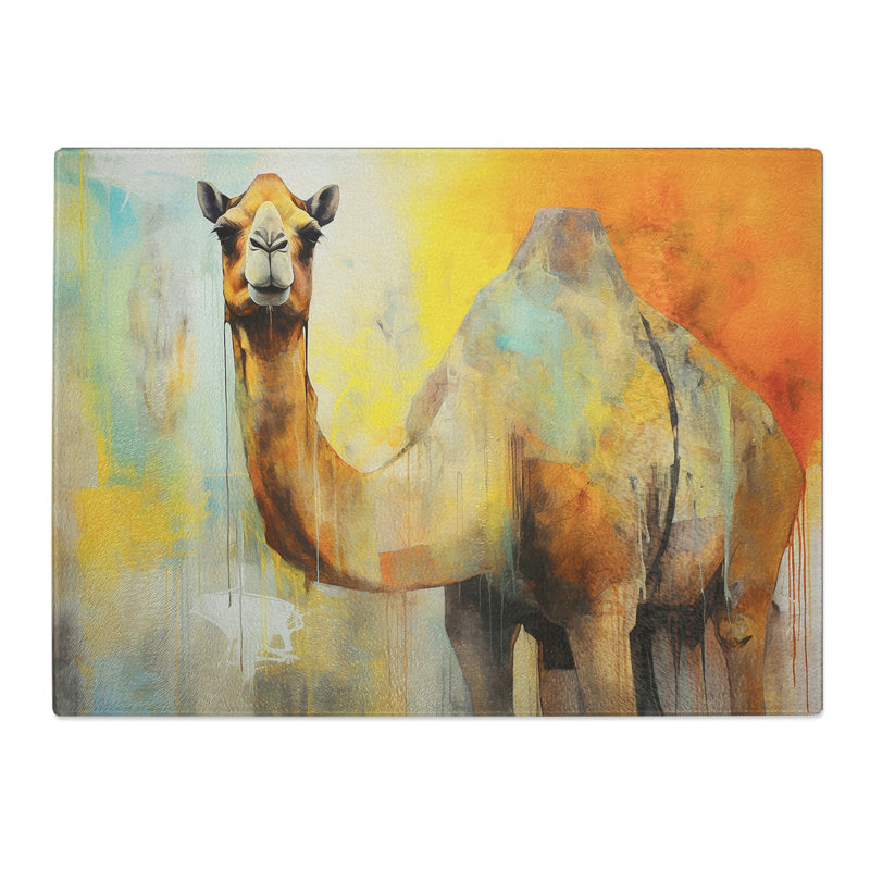 Camel Contemporary  Glass Chopping Board