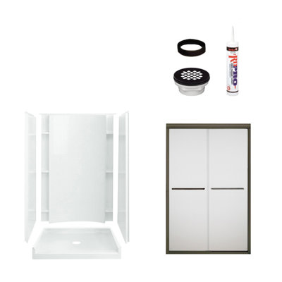 Cabine de douche rectangulaire avec cadre coulissant et base Accord 48 po x H 77 po Accord