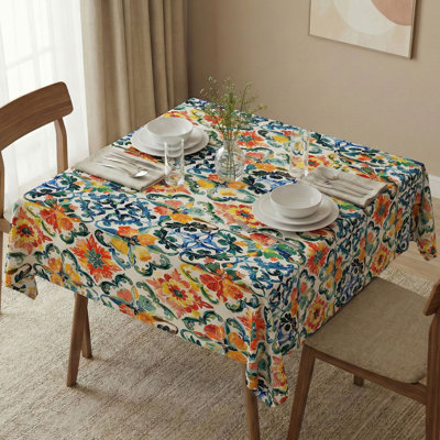 Eloan Premium Tablecloth (55 x 55 Inches), 50% Cotton & 50% Polyester, Washable & Ironable | Machine Wash Safe at 86°F, Tumble Dryer Safe | Elegant Design for Dining Room & Special Occasions, Easy Care & Durable