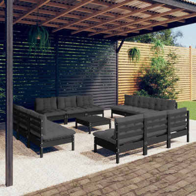 Aasiah Solid Wood 12 - Person Seating Group with Cushions