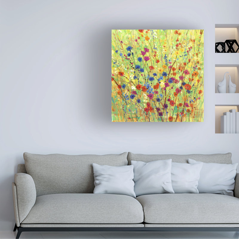 Vibrant Wildflower Patch Canvas Art in Yellow and Green