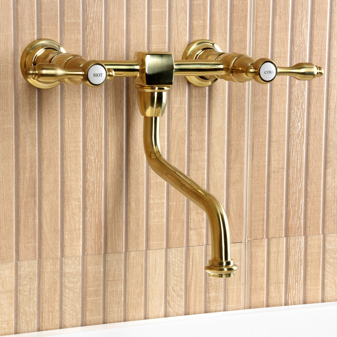 Kingston Brass Tudor Two-Handle 2-Hole Wall Mount Bathroom Faucet Kingston Brass