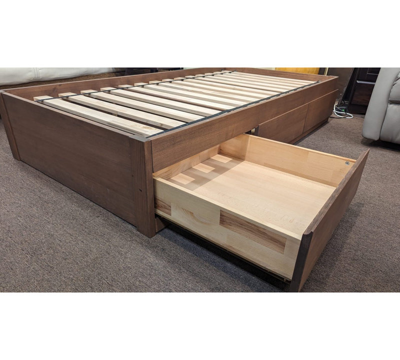 Lit capitaine - Simple - 3 couches - Bois de hêtre massif écologique, Noyer
