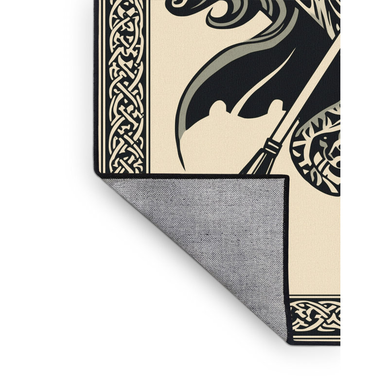 Tapis damassé classique beige lavable à la machine Joyce Cuchulainn, 6x9