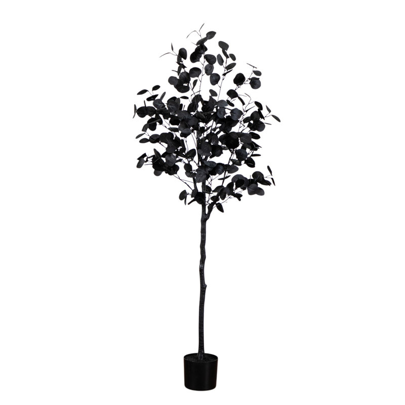 Arbre d'eucalyptus artificiel noir d'Halloween, H 60 po x l 24 po x P 24 po