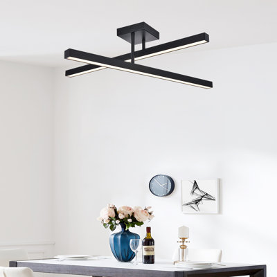 Luminaire de plafond moderne à DEL semi-encastré avec lustre moderne 24 W à DEL pour salle à manger