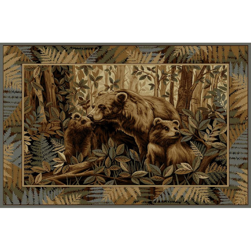 Tapis mamma ours et oursons zone beige Wilmont, Rectangle 2 pi x 4 pi