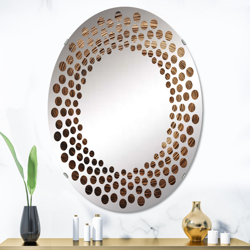 Miroir mural à pois brun Calm, L 24 po x H 36 po
