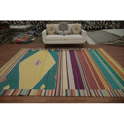 Striped Wool Kilim Turkish Area Rug 8x10