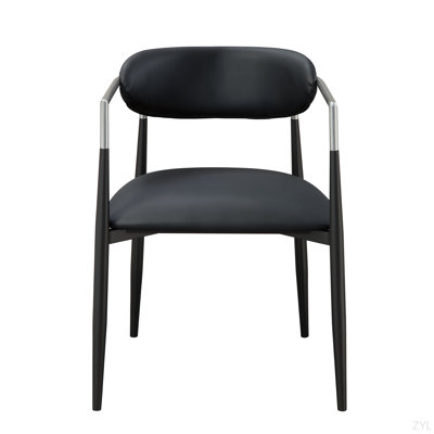 Black Synthetic Leather Arm Chair (Set Of 2)