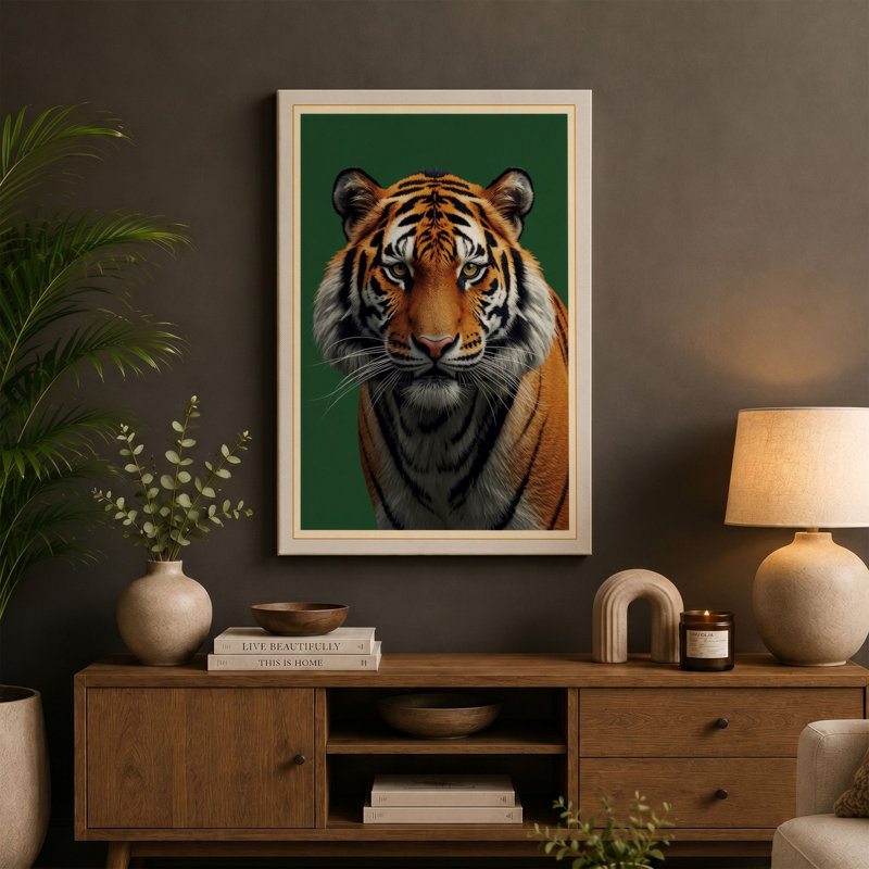 Tiger's Gaze Modern - Wrapped Canvas, 18x12 - 45.7 x 30.5 cm, Cream Border