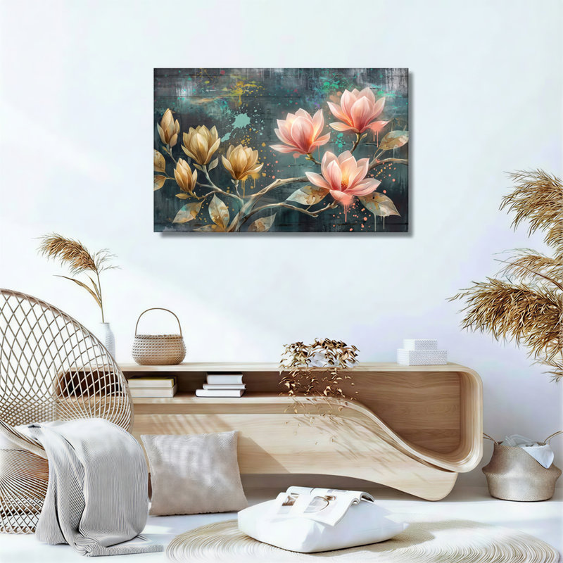 Ensemble de 1 toile murale à motif floral, 18"H x 24"W, Wrapped Canvas