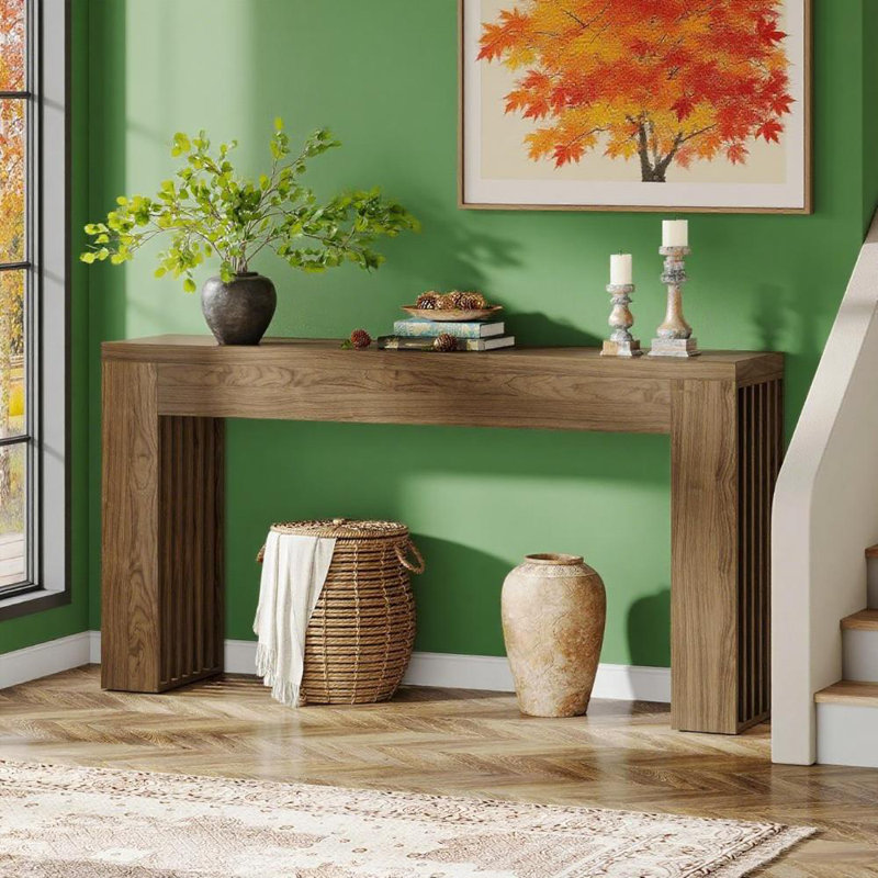 Console à lattes verticales - Finition grain de bois rustique pour décor de maison de campagne moderne