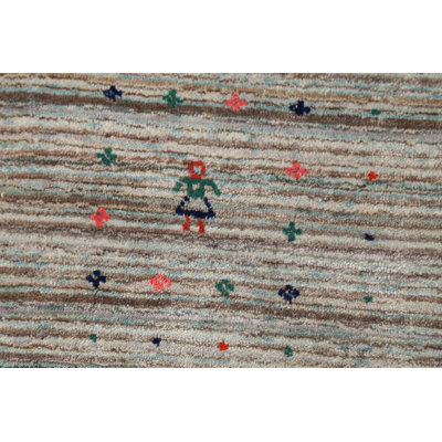Striped Gabbeh Indian Area Rug 9
