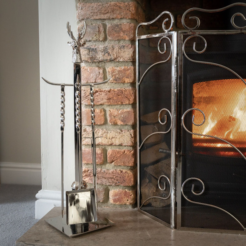 Emiliya Nickel Fireplace Tool Set