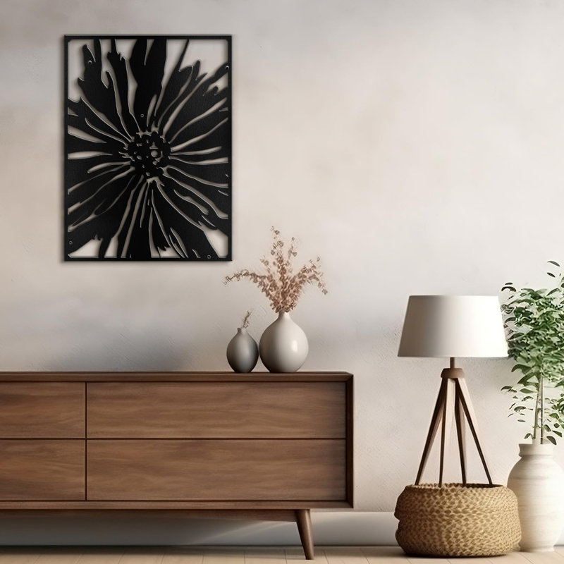 Décoration murale en métal Tropical, H 30 po x l 22,39 po x P 0,05 po, Noir