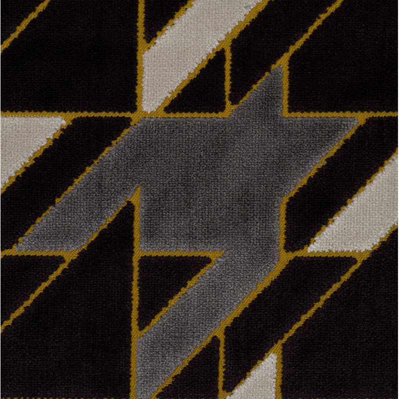 Briefcase Geometric Cut Velvet Upholstery Fabric, Modsquad Gold