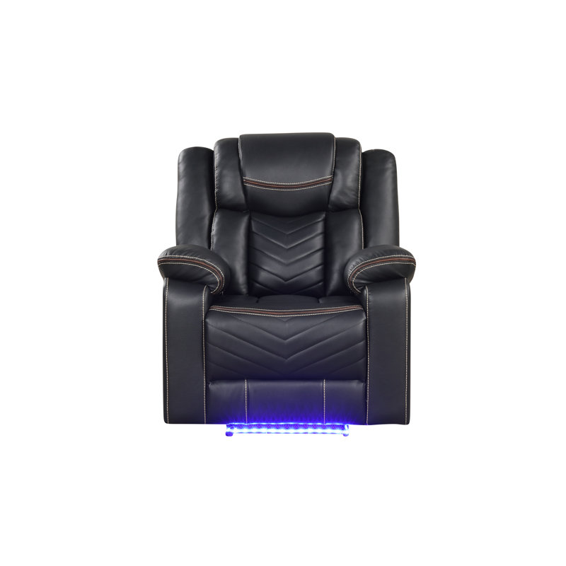 Modern Contemporary LED Power Recliner Chair Made With Wood And Metal Frame, Black