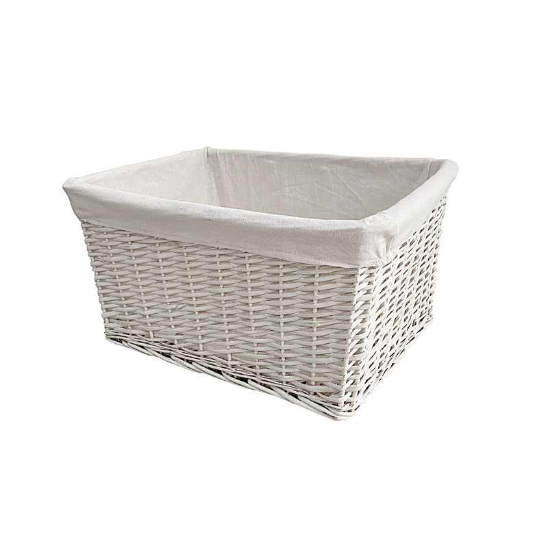 Brambly Cottage Wicker Decorative Basket, 29cm H x 52cm W x 38cm D, White