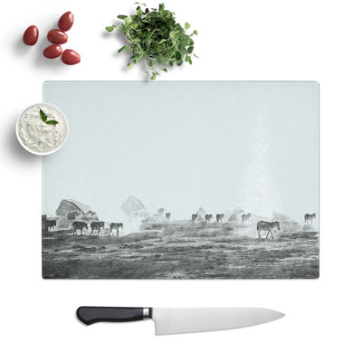 Tempered Glass Zebras Roaming in Kenya in Abstract Chopping Board