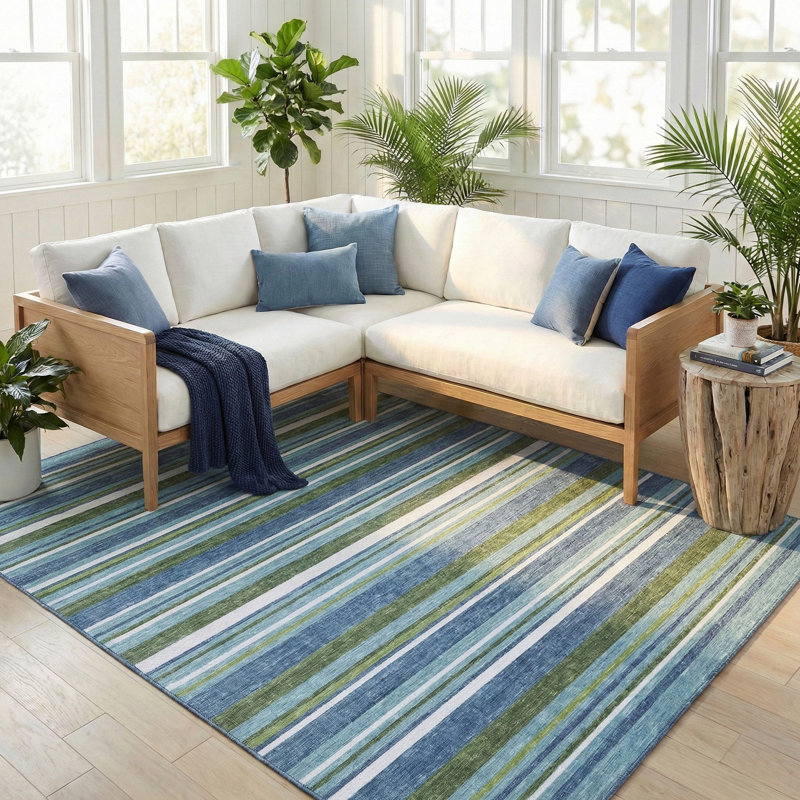 Tapis intérieur / extérieur bleu Isla, Rectangle 4pi x 6 pi