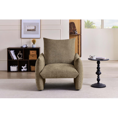 Fauteuil d'appoint moderne en chenille avec coussin moelleux, revêtement doux pour petits espaces