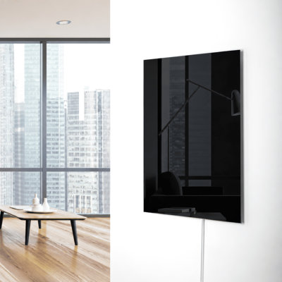 Ember Glass Mirror Wall Mounted Radiant Panel Heater 35"x24", 600 Watts, Dual Connection